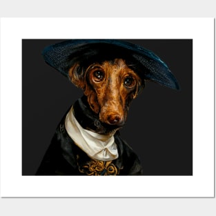 Portrait dachshund in baroque style, anthropomorphic Posters and Art